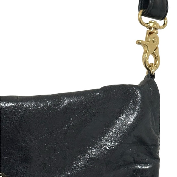 Tory Burch Dena Leather Crossbody Bag Handbag Folding Magnetic Flap Black - Picture 6 of 14